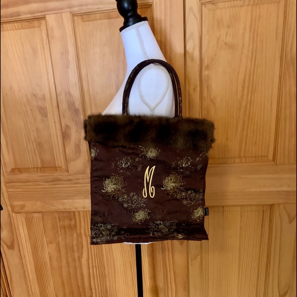 MURVAL Vintage Floral Jacquard Faux Fur Trim